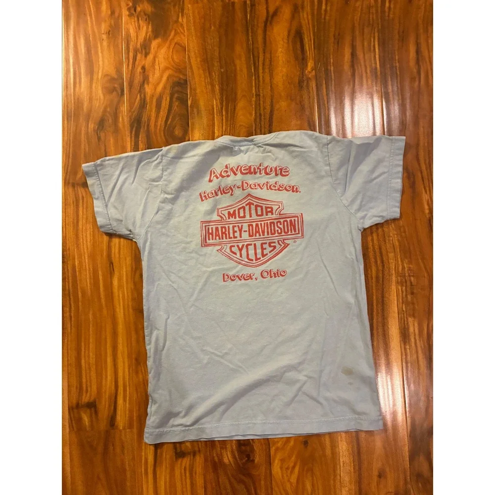 Harley-Davidson Youth Large T-Shirt Light Blue Eagle‎ Graphic Dover Ohio Dealer